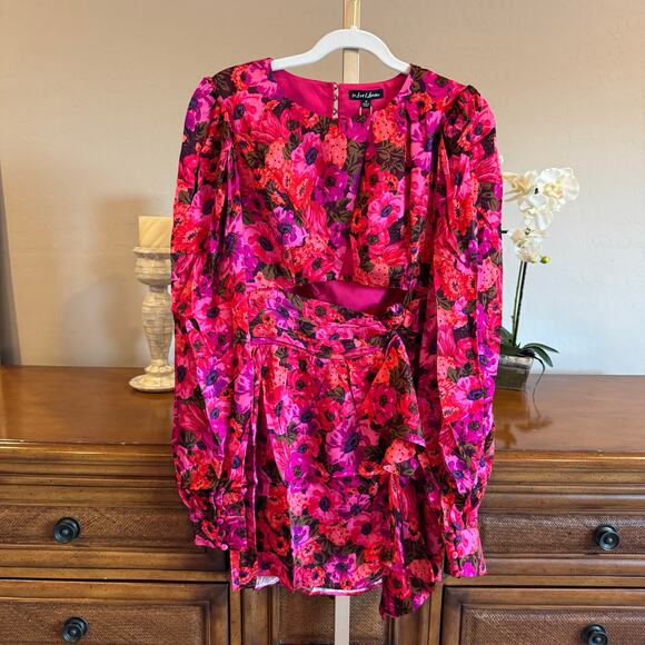For Love & Lemons Lauren Cut Out Mini Dress NWT M – SOLD OUT Pink Stunner - Picture 3 of 8